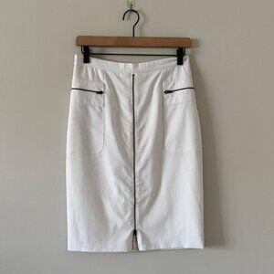 Moda International Pencil Skirt with Zipper Details in White Size 6